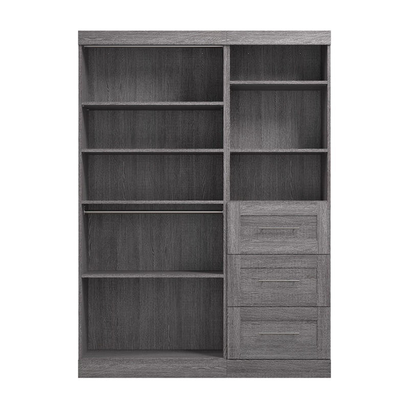 Bestar Pur 61W Closet Organizer System in Bark Gray - Engineered Wood