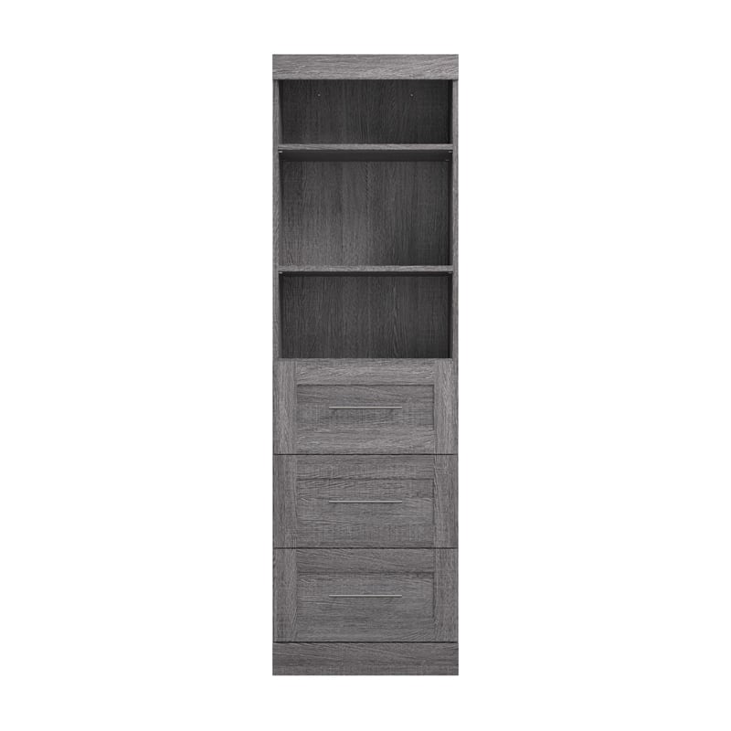 Bestar Pur 25W Closet Organizer with Drawers in Bark Gray - Engineered Wood