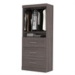 Bestar Pur 36W Closet Organizer with Drawers in Bark Gray - Engineered Wood