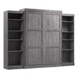 Bestar Pur Queen Murphy Bed and 2 Shelving Units (115W) in Bark Gray