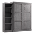 Bestar Pur Queen Murphy Bed with Shelving Unit (90W) in Bark Gray