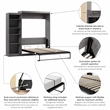 Bestar Pur Queen Murphy Bed with Shelving Unit (90W) in Bark Gray