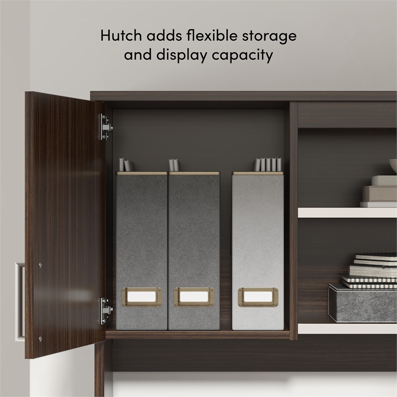 Ridgeley U Shaped Desk with Storage Set in Dark Chocolate - Engineered Wood