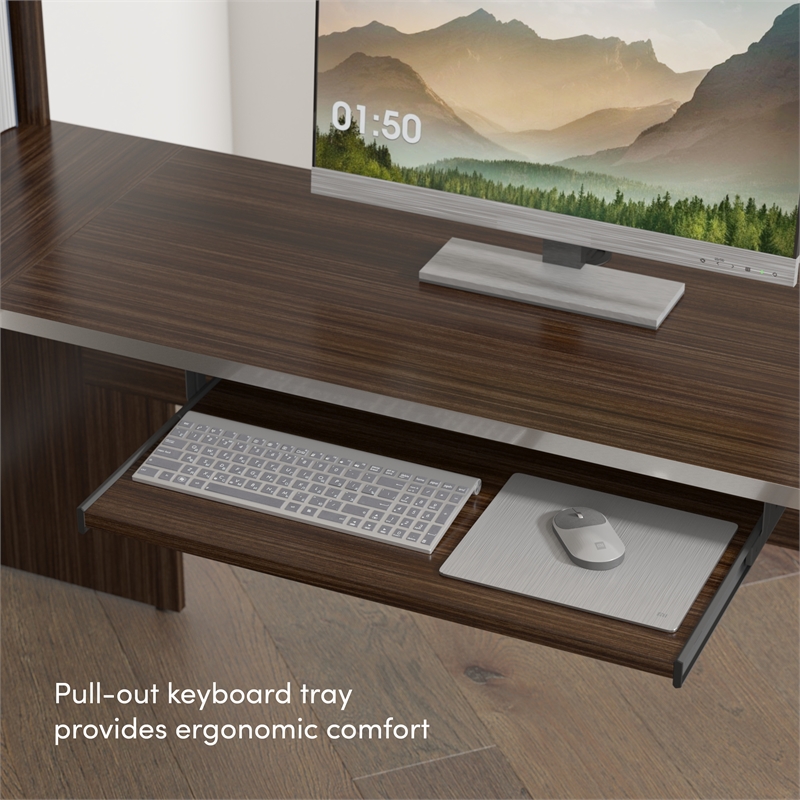 Ridgeley U Shaped Desk with Storage Set in Dark Chocolate - Engineered Wood