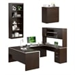 Ridgeley U Shaped Desk with Storage Set in Dark Chocolate - Engineered Wood