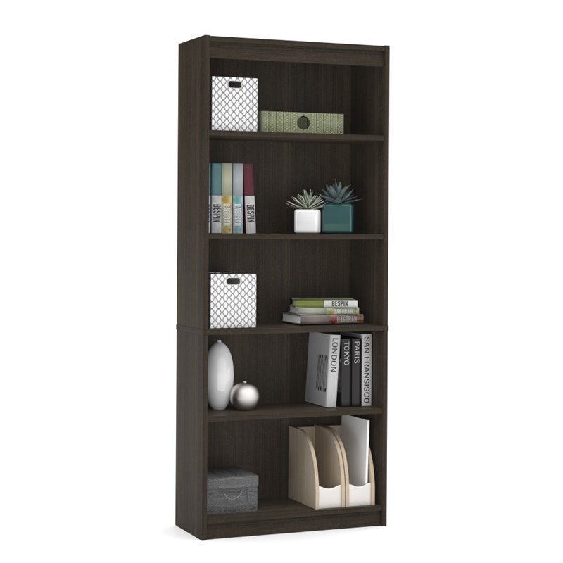Bestar Standard 5 Shelf Bookcase in Dark Chocolate