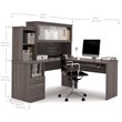 Bestar Dayton L-Shaped Engineered Wood Desk with Keyboard Tray in Bark Gray