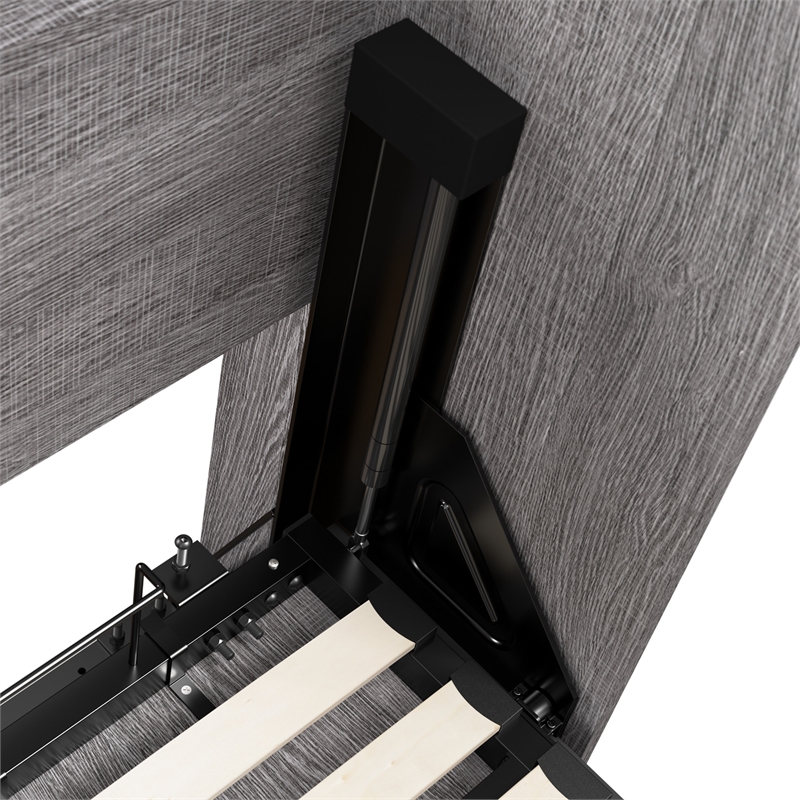 Cielo Full Murphy Bed with Nightstands in Bark Gray and White - Engineered Wood