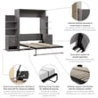 Cielo Full Murphy Bed with Nightstands in Bark Gray and White - Engineered Wood