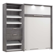 Bestar Cielo Engineered Wood Full Murphy Bed with Closet Organizer in Gray/White