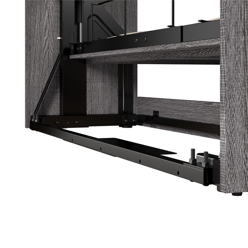Bestar Cielo Engineered Wood Full Murphy Bed with Closet Organizer in Gray/White