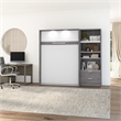 Bestar Cielo Engineered Wood Full Murphy Bed with Closet Organizer in Gray/White