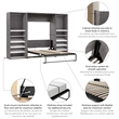 Cielo Full Murphy Bed with Closet Organizers in Gray/White - Engineered Wood