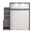 Bestar Cielo Engineered Wood Full Murphy Bed with Nightstand in Bark Gray/White