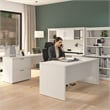 Logan U or L Shaped Desk with Hutch in White Chocolate - Engineered Wood