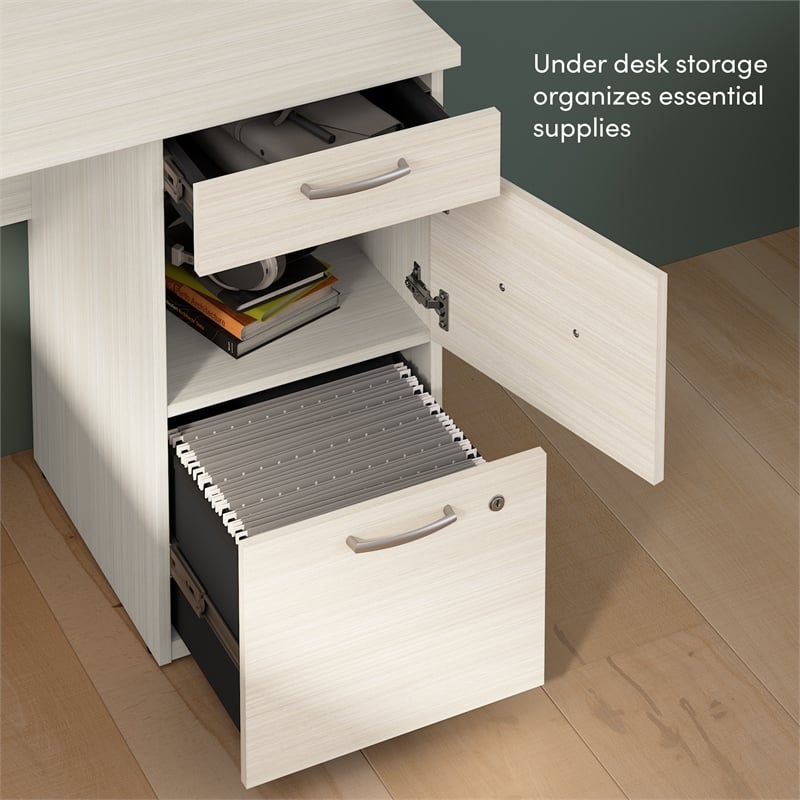 Logan U or L Shaped Desk with Hutch in White Chocolate - Engineered Wood