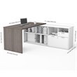 Bestar i3 Plus L Shape Computer Desk in Bark Gray and White