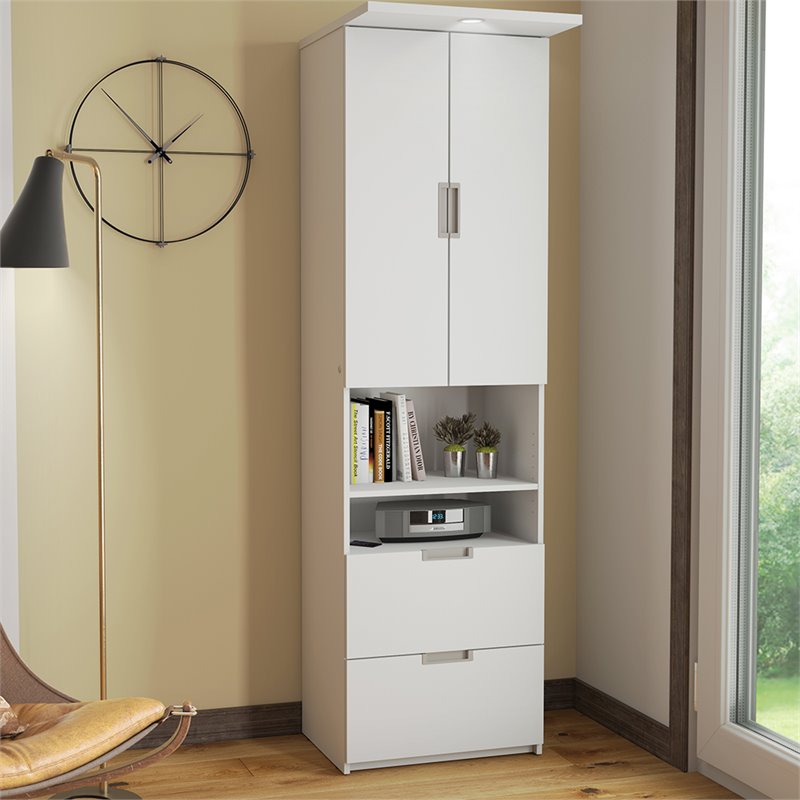 Bestar Lumina 2 Drawer Storage Cabinet in White