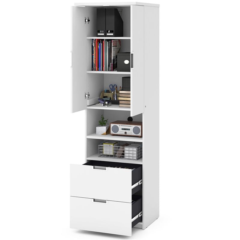 Bestar Lumina 2 Drawer Storage Cabinet in White