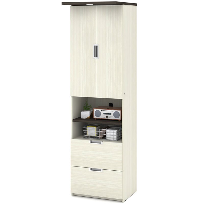 Bestar Lumina 2 Drawer Storage Cabinet in White Chocolate