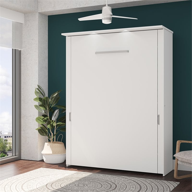 Bestar Lumina 68W Queen Murphy Bed in White - Engineered Wood