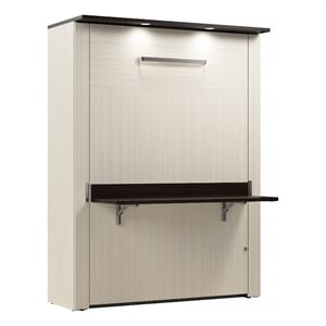 Bestar Lumina 61W Full Murphy Bed with Desk in White Chocolate
