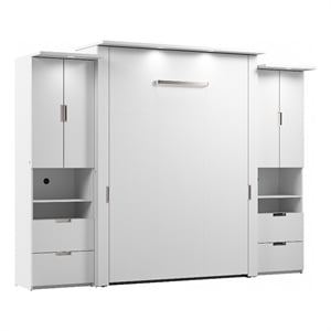 Bestar Lumina 3 Piece Queen Storage Wall Bed Set in White