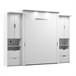 Bestar Lumina 3 Piece Queen Storage Wall Bed Set in White