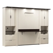Bestar Lumina 3 Piece Full 2 Storage Wall Bed Set in White Chocolate
