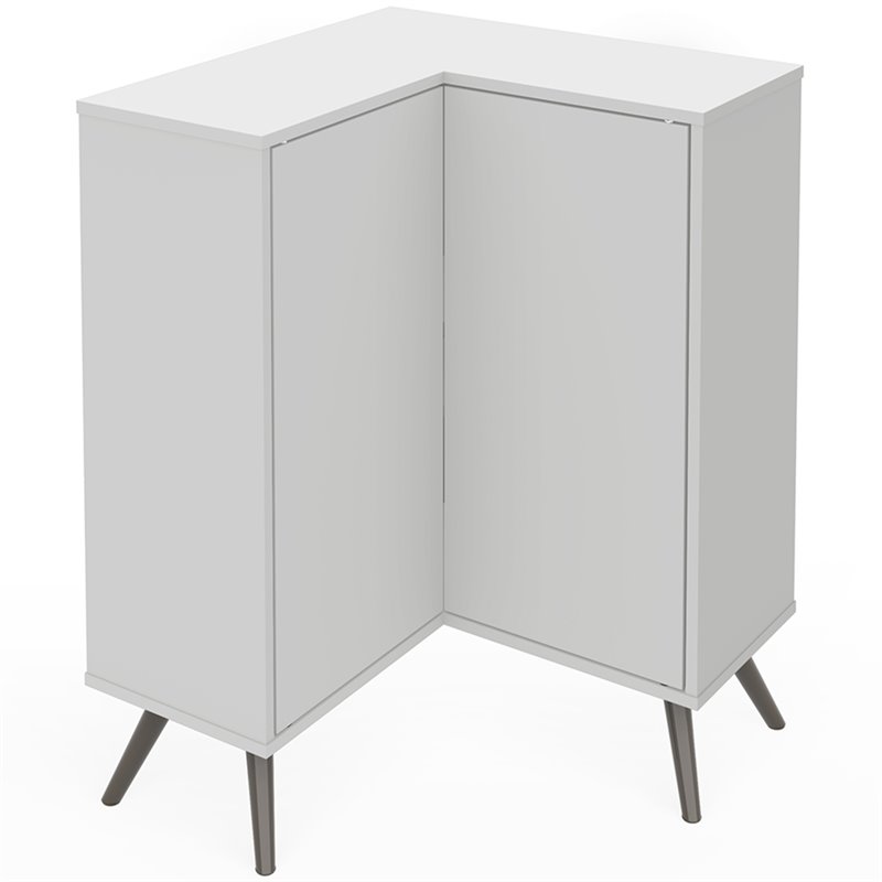 Bestar Krom Engineered Wood Corner Storage Cabinet in White