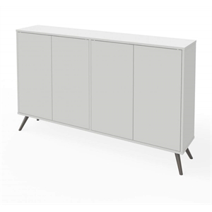 Bestar Krom Modern Wood Storage Console Table in White Finish
