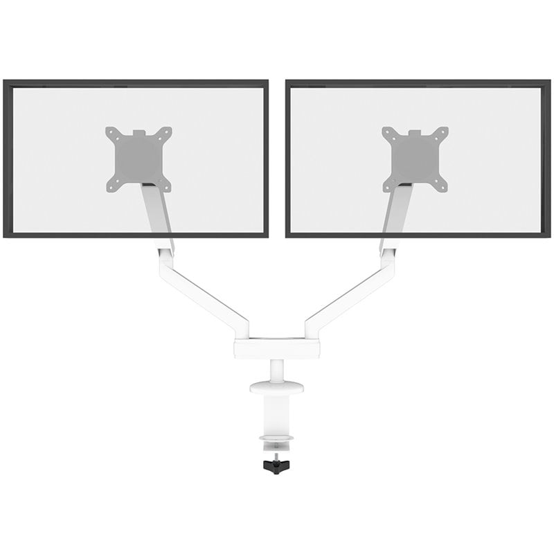 Bestar Aluminum and Stainless Steel Dual Monitor Arm in White
