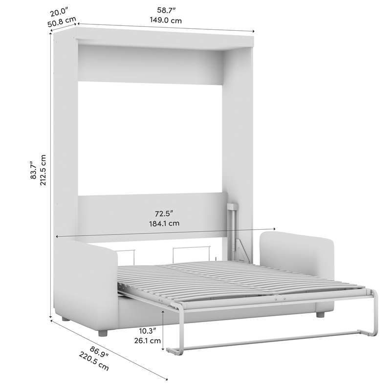 Bestar Nebula 2-Piece Modern Wood Full Wall Bed Set in White and Gray