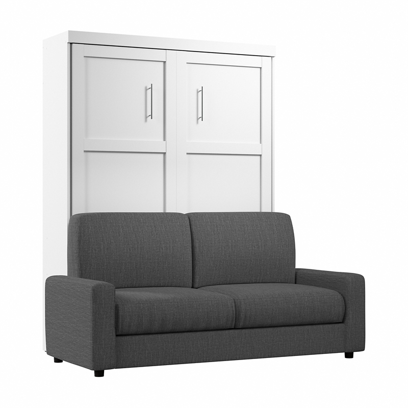 Bestar Pur 2 Piece Queen Wall Bed Set in White and Gray