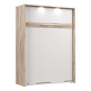 Bestar Cielo 60&quotW Engineered Wood Full Murphy Bed in Bark Gray and White