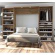 Bestar Cielo Classic 3-Piece Engineered Wood Full Wall Bed in Rustic Brown/White