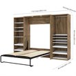 Bestar Cielo Classic 3-Piece Engineered Wood Full Wall Bed in Rustic Brown/White