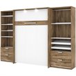 Bestar Cielo Premium 3 Piece Full Wall Bed in Rustic Brown and White