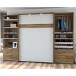Bestar Cielo Premium 3 Piece Full Wall Bed in Rustic Brown and White