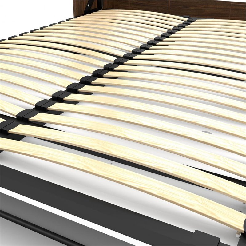 Bestar Cielo Premium 3 Piece Full Wall Bed in Rustic Brown and White