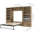 Bestar Cielo Premium 3 Piece Full Wall Bed in Rustic Brown and White