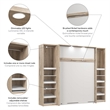 Bestar Cielo Engineered Wood Full Murphy Bed with Narrow Storage in Brown/White
