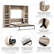 Bestar Cielo Engineered Wood Full Murphy Bed with Narrow Storage in Brown/White