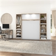 Bestar Cielo Engineered Wood Full Murphy Bed with Narrow Storage in Brown/White
