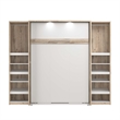 Bestar Cielo Engineered Wood Full Murphy Bed with Narrow Storage in Brown/White