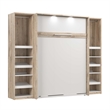 Bestar Cielo Engineered Wood Full Murphy Bed with Narrow Storage in Brown/White