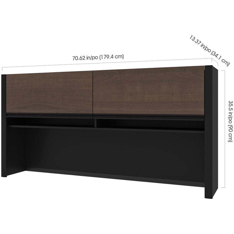 Bestar Connexion Credenza Hutch in Antigua and Black