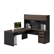 Bestar Connexion Engineered Wood L Shaped Desk with Hutch in Antigua and Black