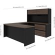 Bestar Connexion 6 Piece U Shaped Computer Desk with Hutch in Antigua and Black