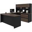 Bestar Connexion 6 Piece U Shaped Computer Desk with Hutch in Antigua and Black